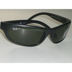 RAY BAN RB4033 60[]17mm SLEEK FLAT BLACK POLARIZED PREDATOR WRAPS SUNGLASSES NEW